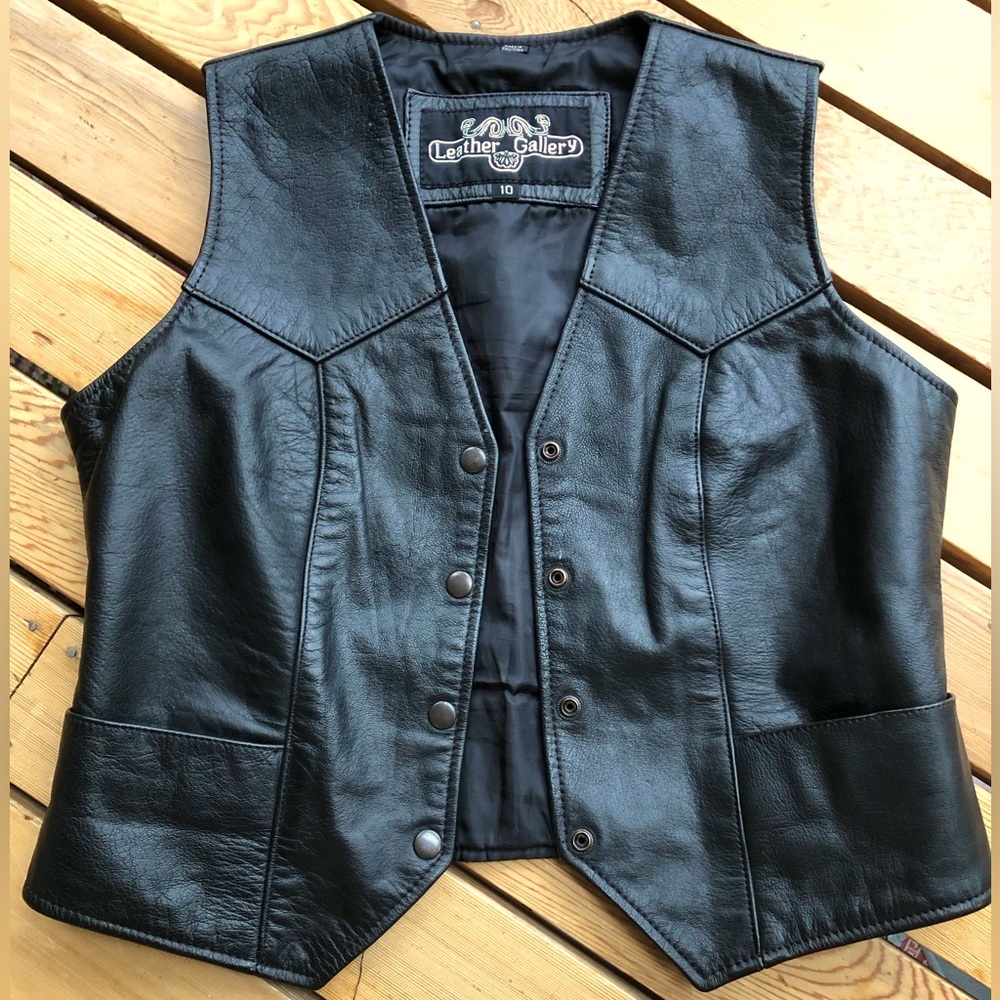 Women’s leather motorcycle vest by Leather Gallery